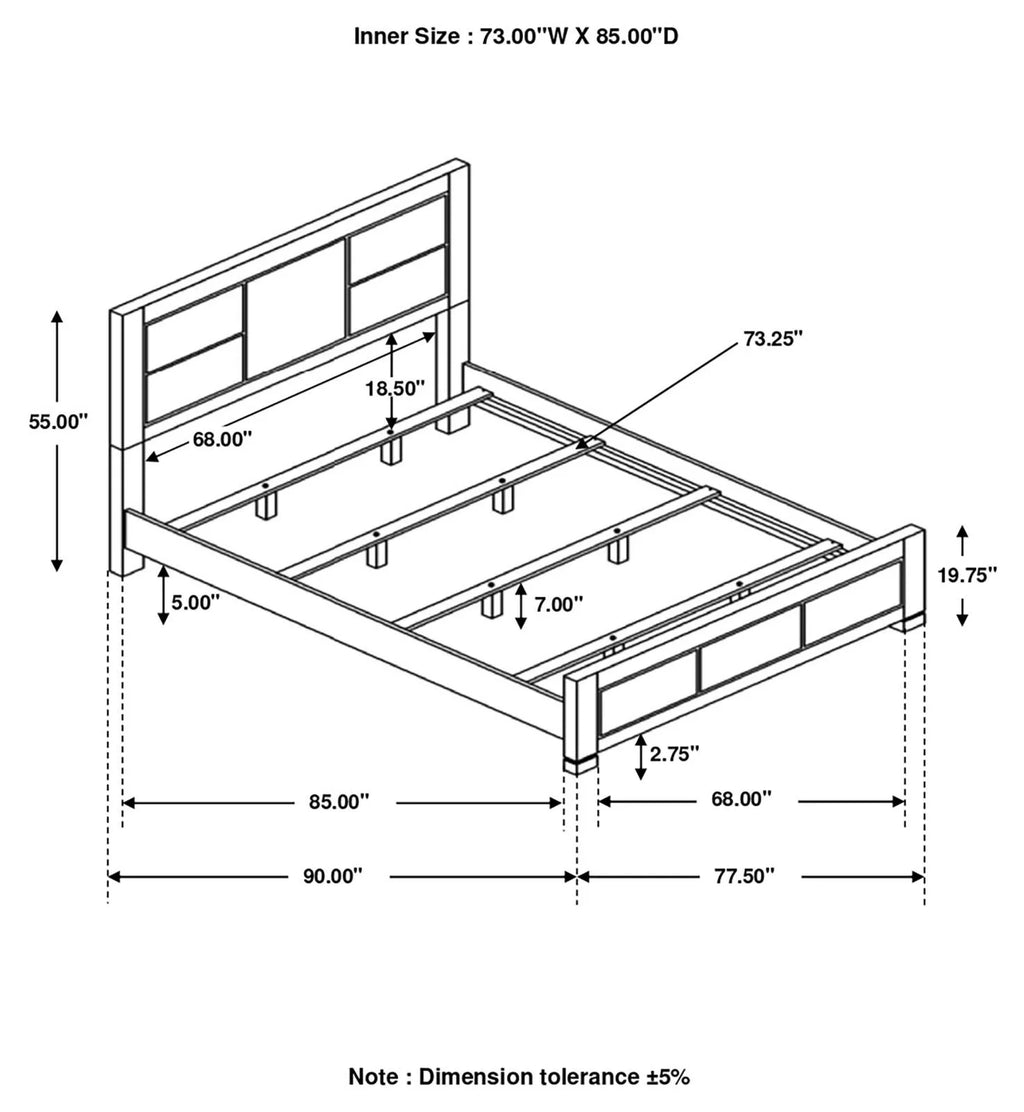 Dark Grey Rectangular Panel Bed F196171