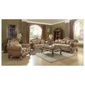 Fabric Vintage Oak Loveseat with 2 Pillows U8427