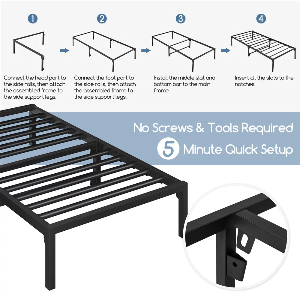 13 Twin Size Metal Bed Frame Black X627540