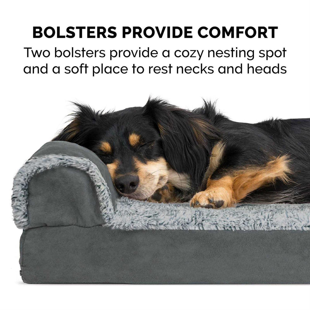 Two-Tone Faux Fur Suede Chaise Lounge Dog Bed F777