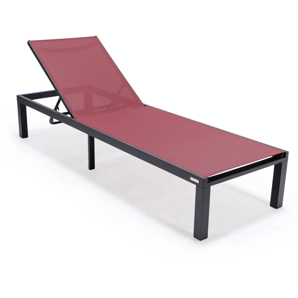 Black Powder Coated Aluminum Sling Chaise Lounge Chair Set of 2 Z186712