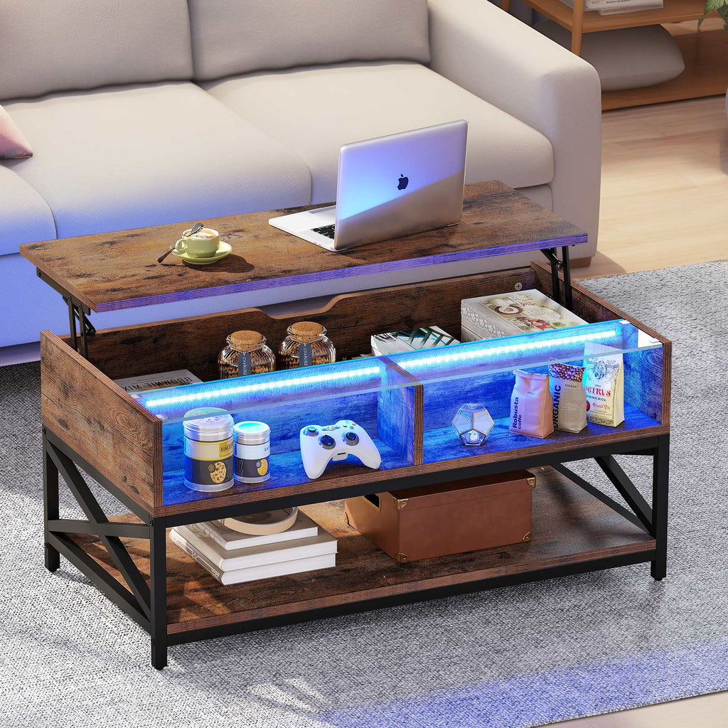 Lift Top Coffee Table with LED Lights M6699