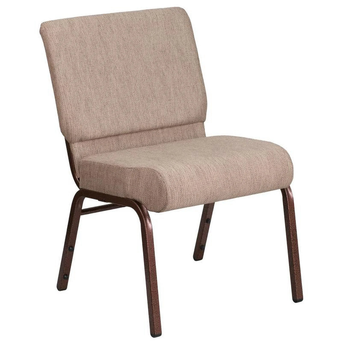 21'' Wide Beige Fabric Stackable Church Chair with Book Pouch B7452