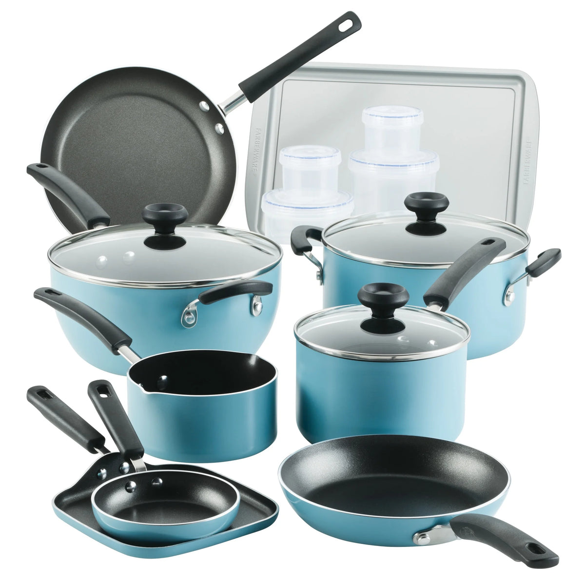 20 Pc Aqua Nonstick Aluminum Cookware Set R36470