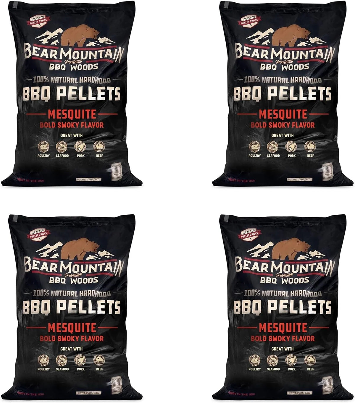 20 Pounds All Natural Hardwood Mesquite BBQ Smoker Pellets 4 Pack C943922