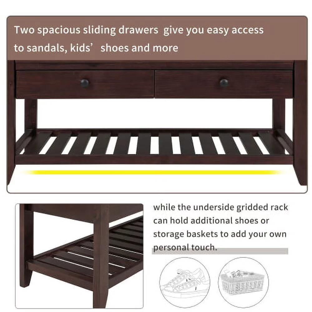 Cushioned Shoe Rack Bench with Drawers Q52500