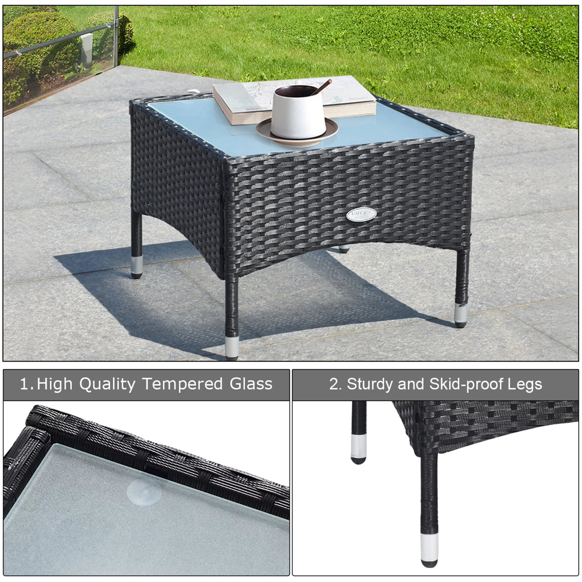 3 PCS Patio Wicker Rattan Furniture Set with Cushion L3053