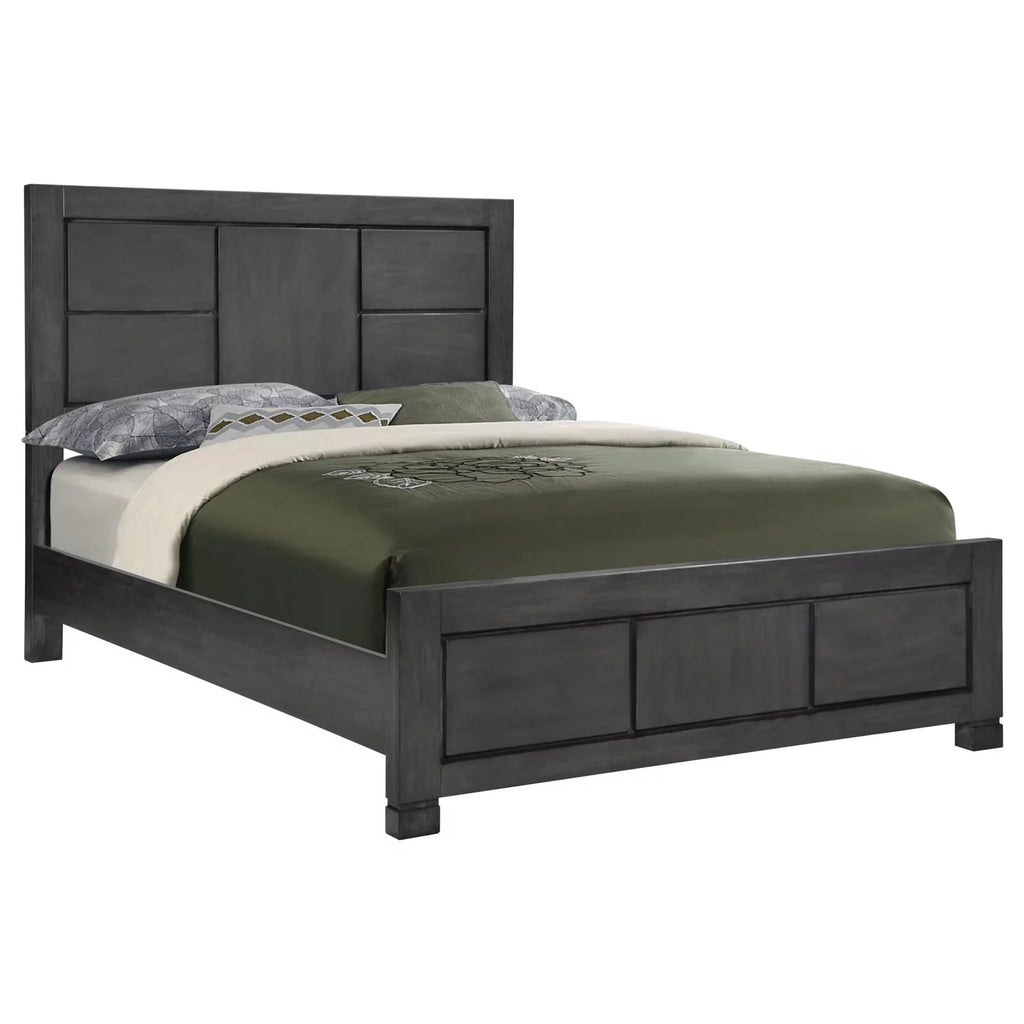 Dark Grey Rectangular Panel Bed F196171