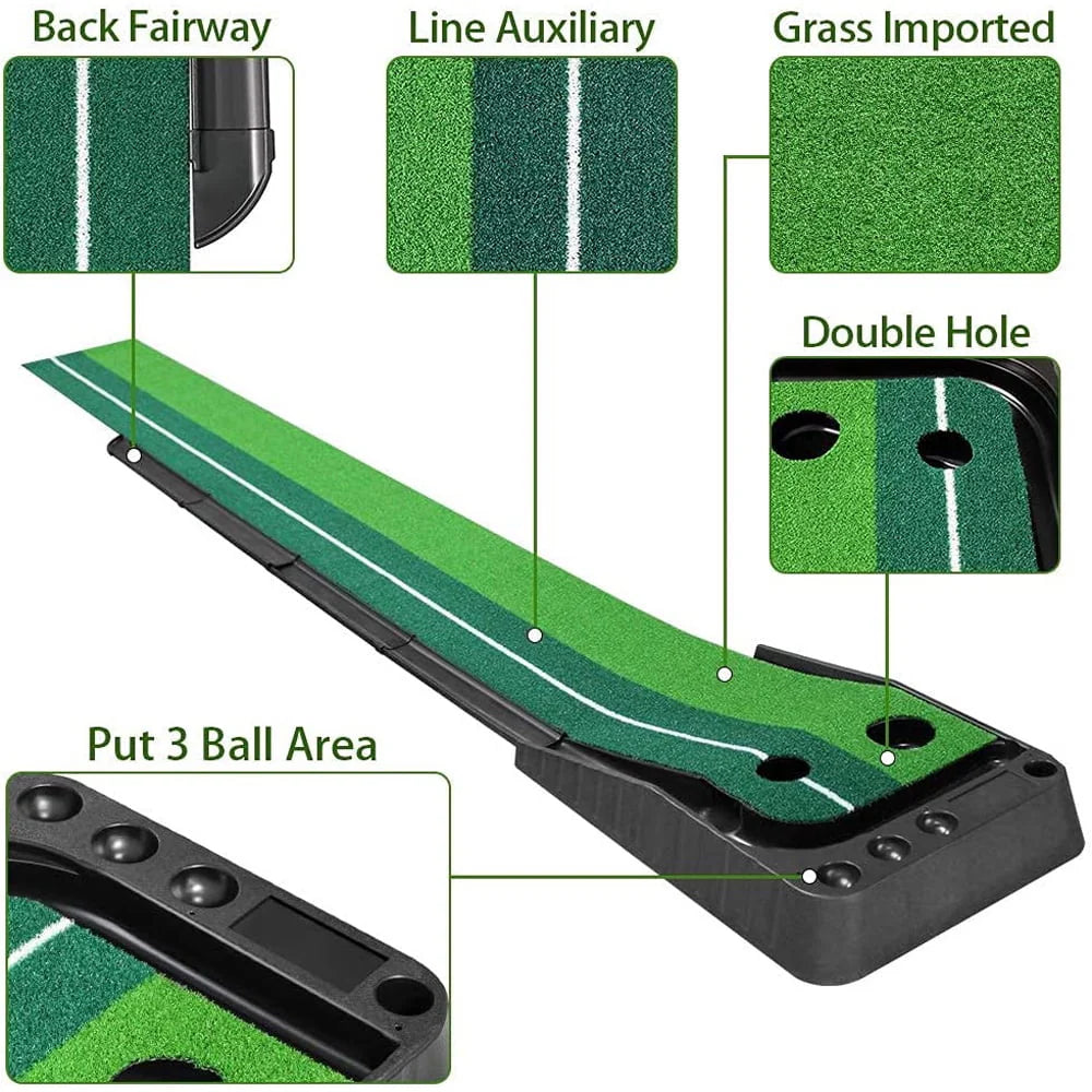 Indoor Golf Putting Green Training Mat with Auto Ball Return L344127