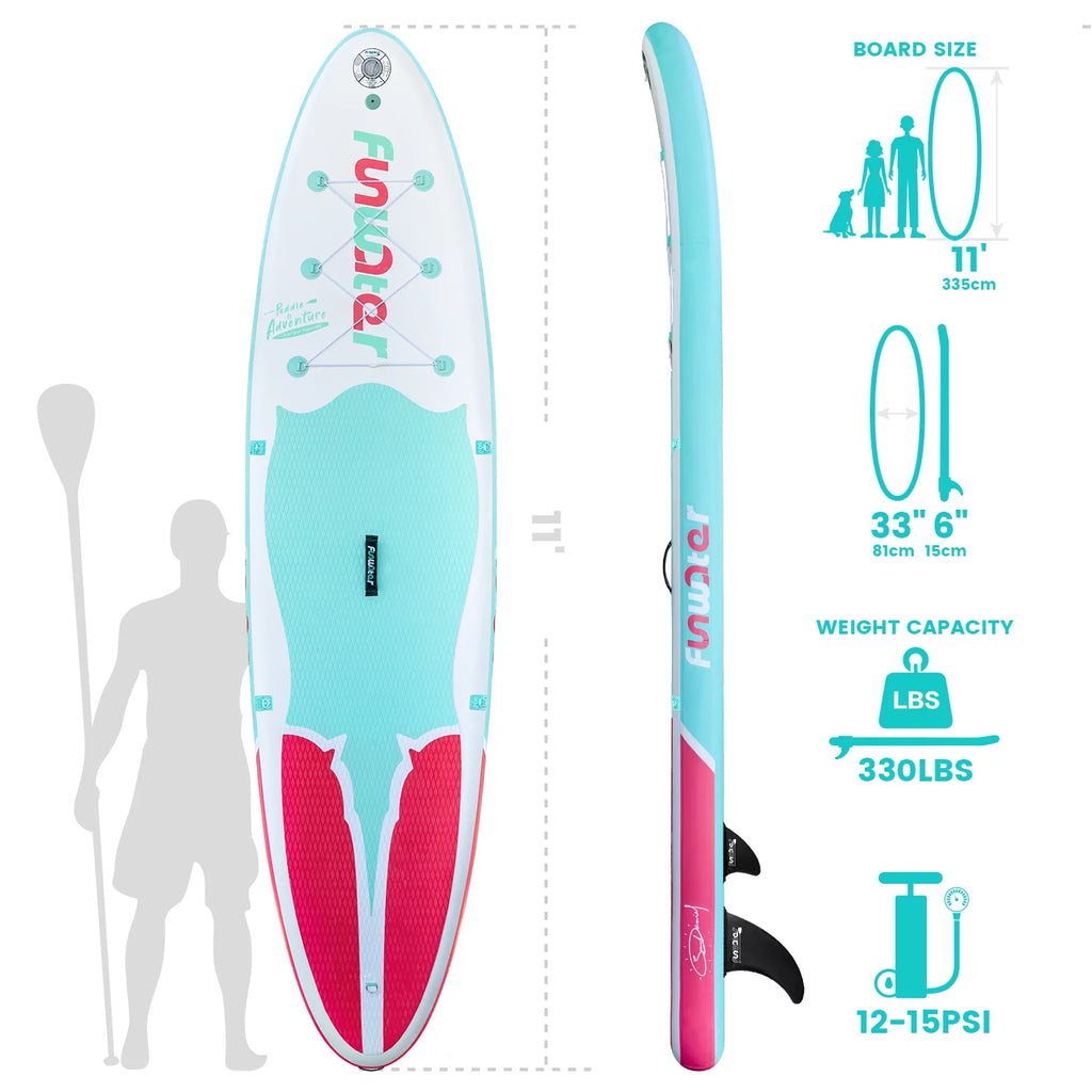 Light Blue Pink Inflatable Stand Up Paddle Board 11'x33''x6'' C28966