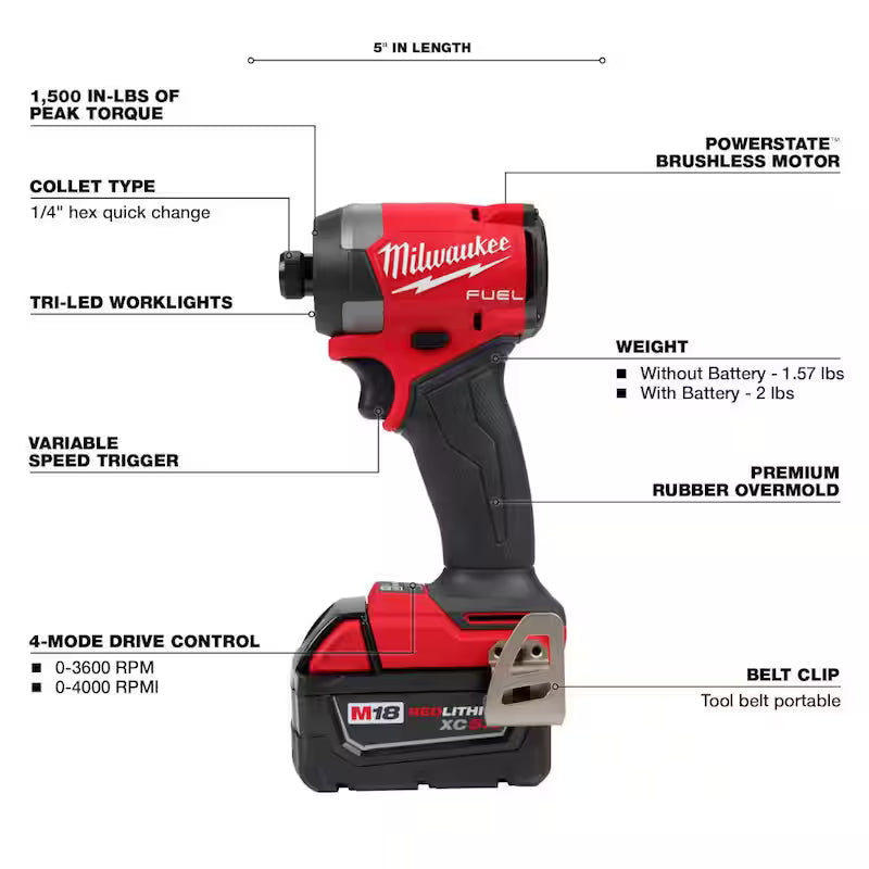 18-V Lithium-Ion Brushless Cordless 1/4 in. Hex Impact Driver Kit with Reciprocating Saw M40153