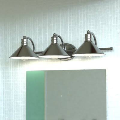 3-Light Dimmable Vanity Light Satin Nickel and Matte White I845617