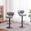 Weathered Gray Upholstery Adjustable Swivel Barstool Set of 2 S8542