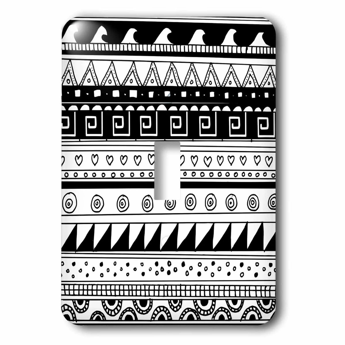 Black and White Tribal Pattern Single Toggle Switch D8042