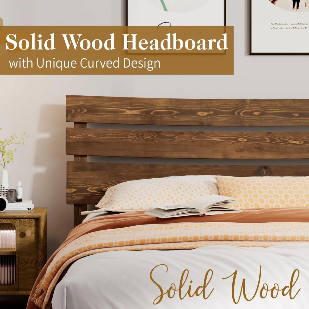 Solid Wood Bed Frame with Headboard King C31341