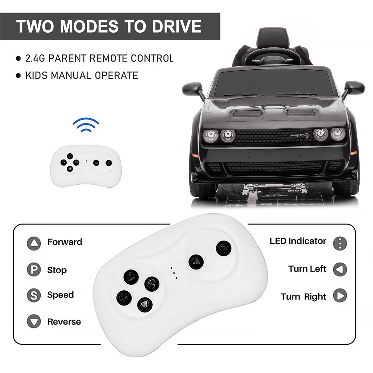 12 V Powered Ride On Car with Remote Control, Black T8439