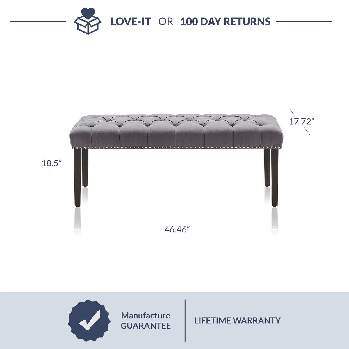 Grey Linen Upholstered Ottoman Bench Q53731