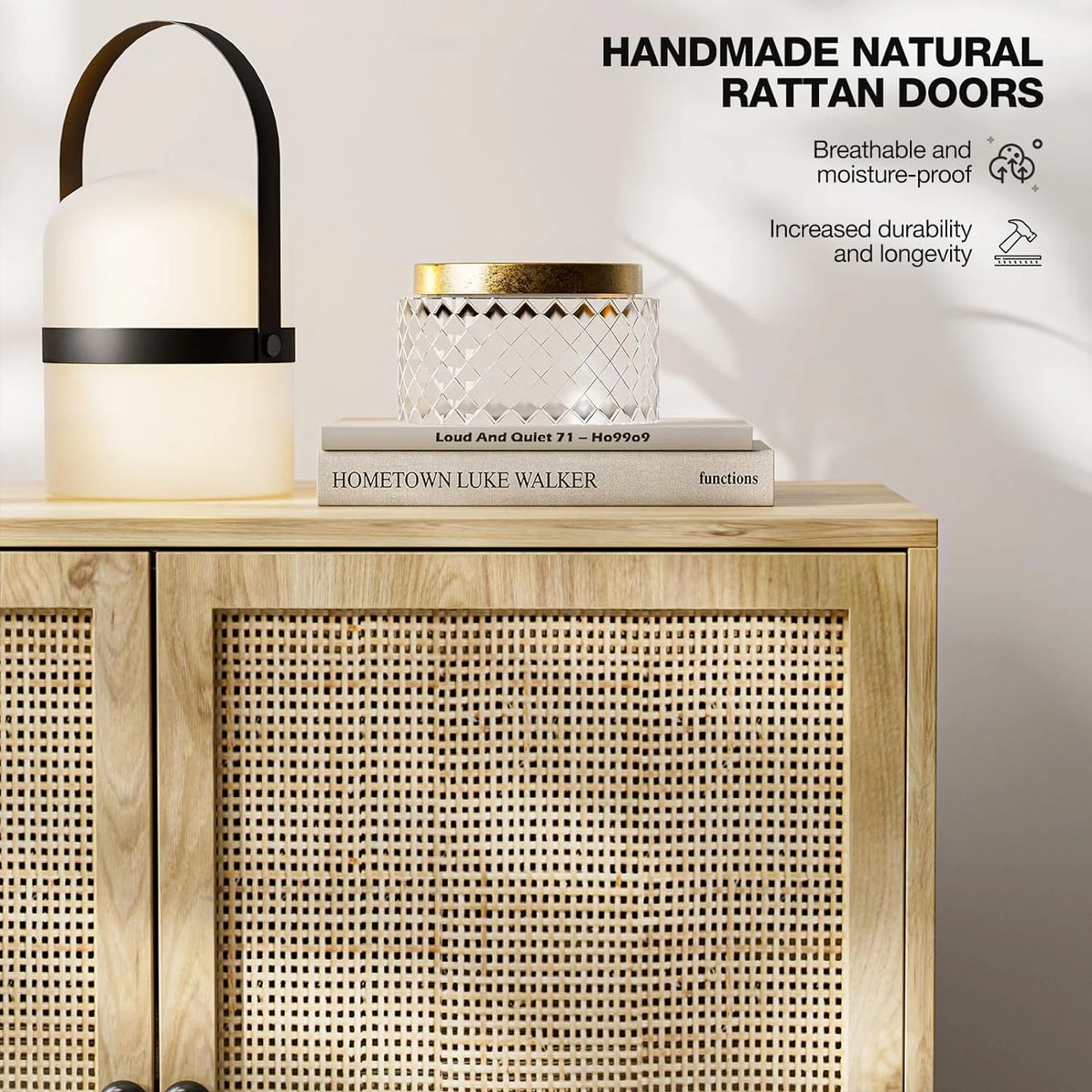 Set of 2 Rattan Sideboard Cabinet with Storage H8433