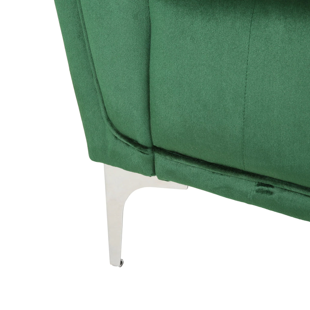 Modern Glam Velvet Tufted 3 Seater Sofa with Accent Pillows R250544