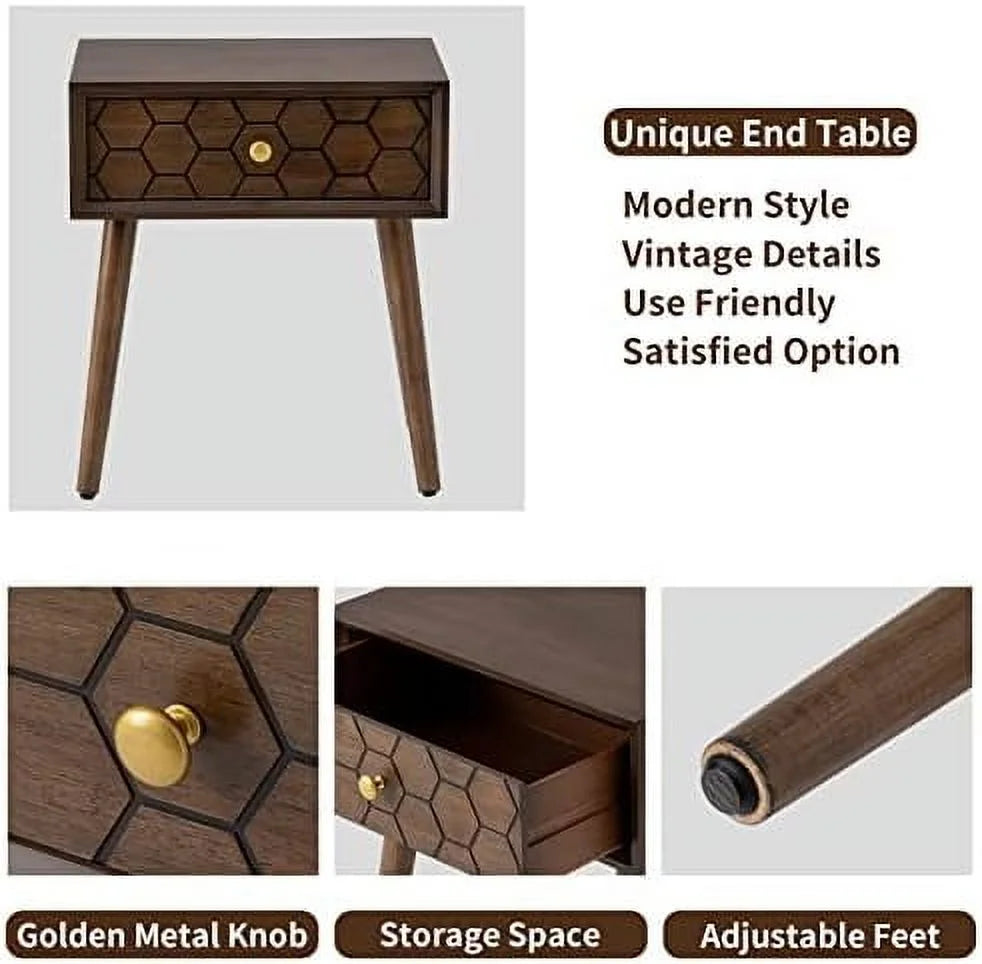 Rose Wood Brown End Table with Drawer E5925