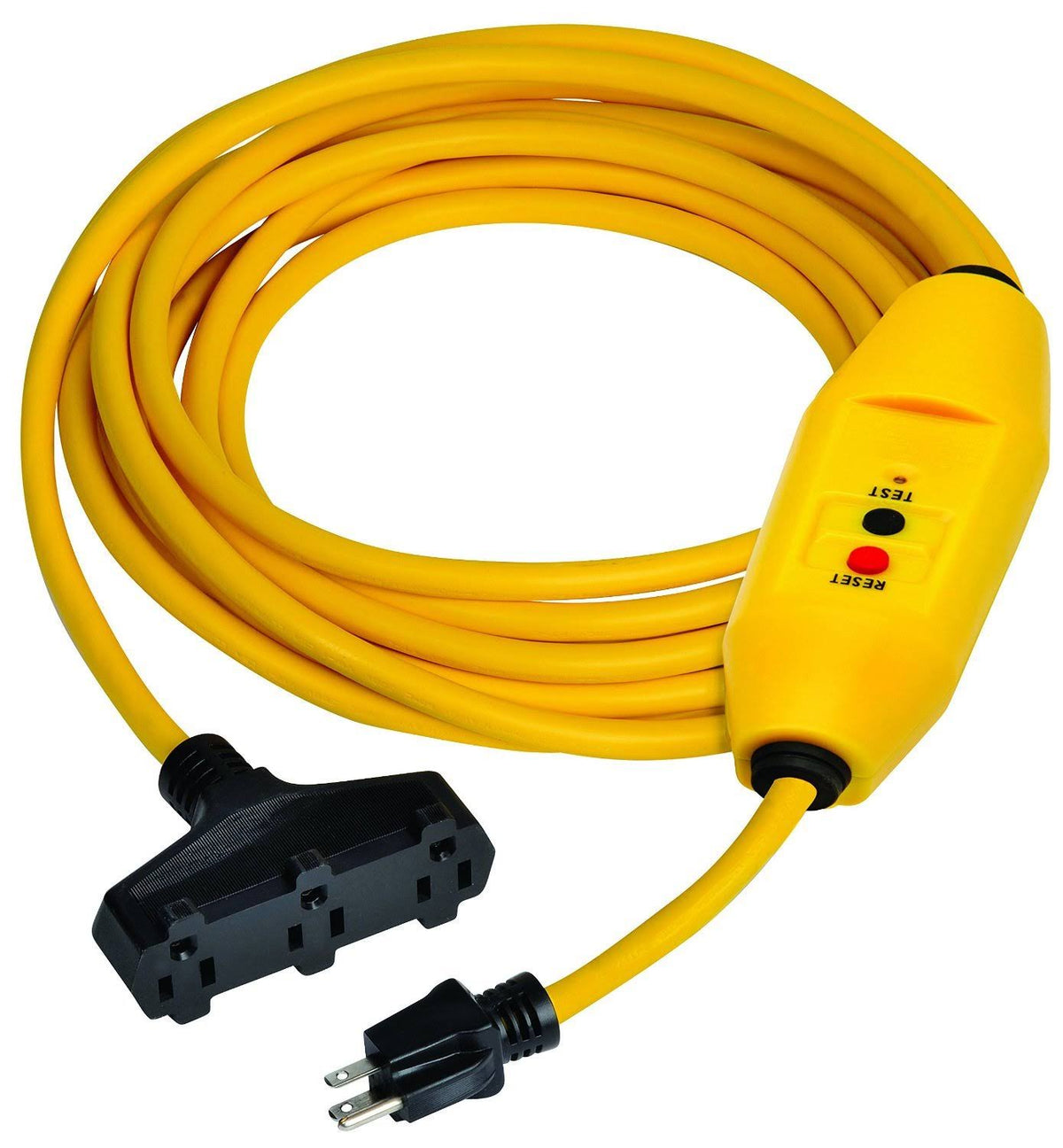 Yellow 25 ft. In-Line GFCI Triple Tap Cord S103530