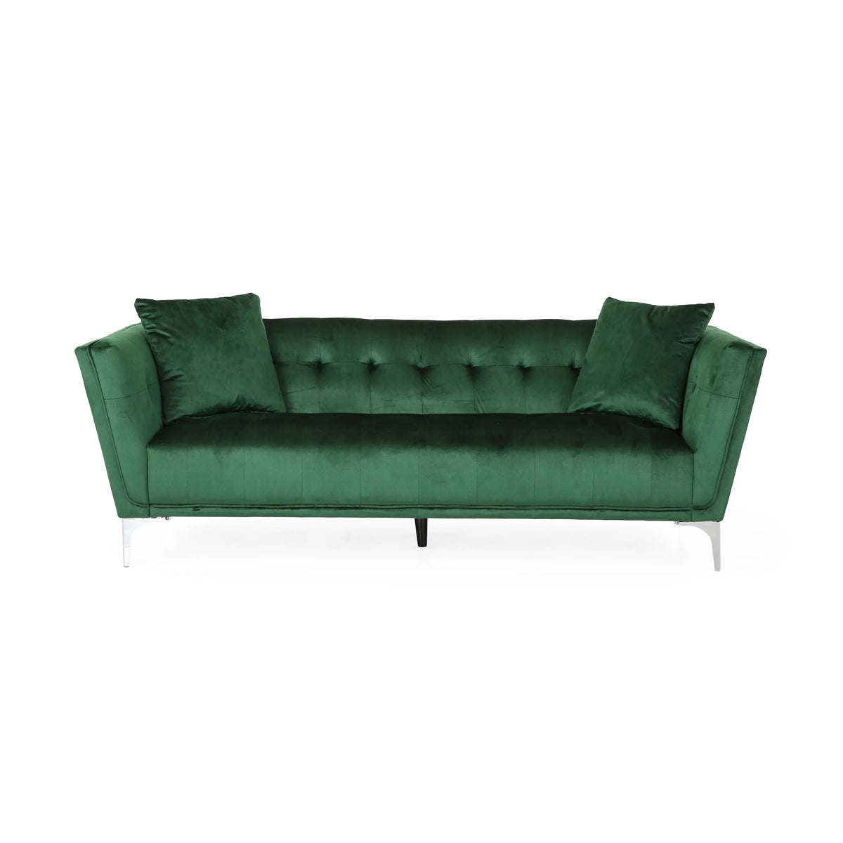 Modern Glam Velvet Tufted 3 Seater Sofa with Accent Pillows R250544
