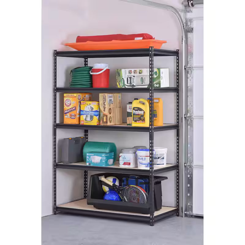 5-Tier Heavy Duty Steel Garage Storage Shelving Unit in Black J6920