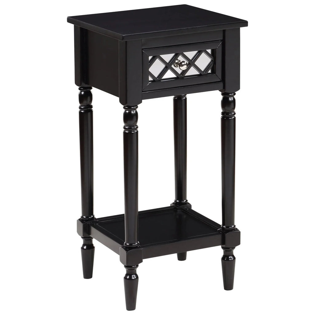 Black 1 Drawer Accent Table with Shelf R351