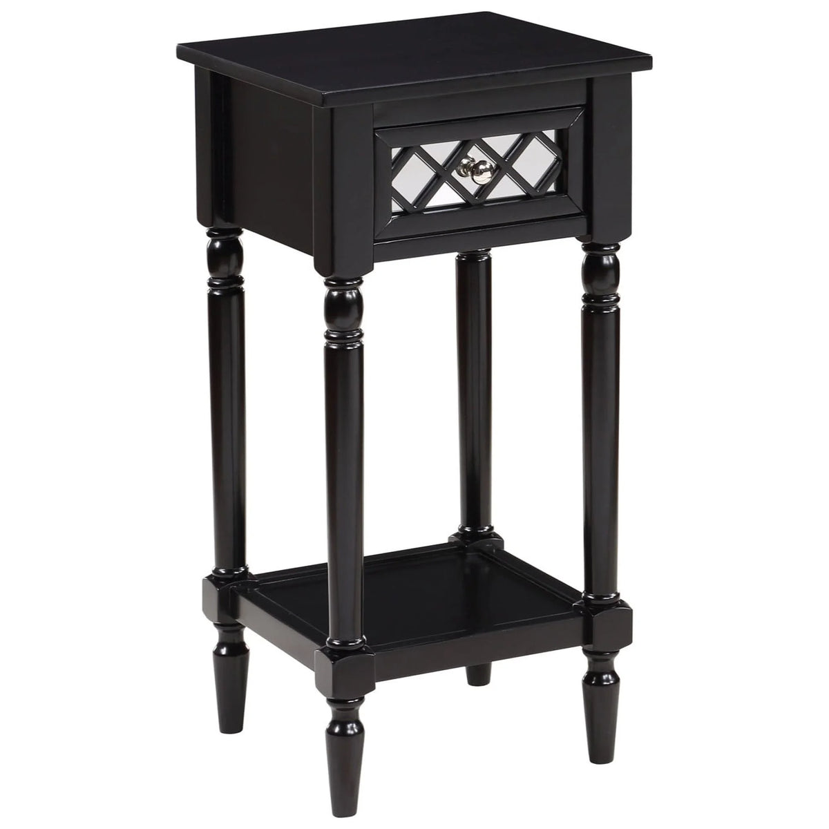Black 1 Drawer Accent Table with Shelf R351