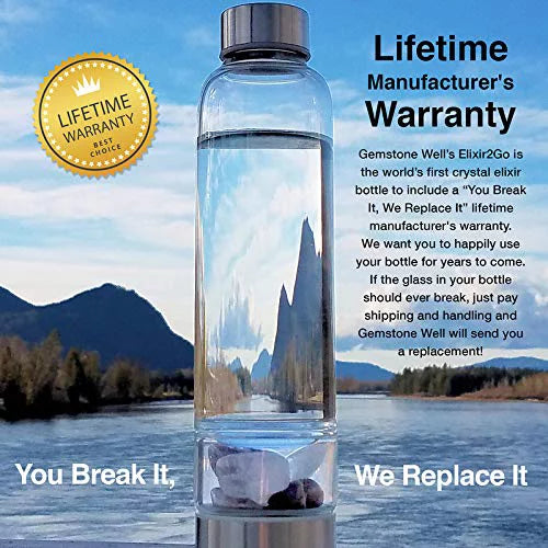 Crystal Water Bottle Elixir Set with Amethyst & Clear Quartz J6143