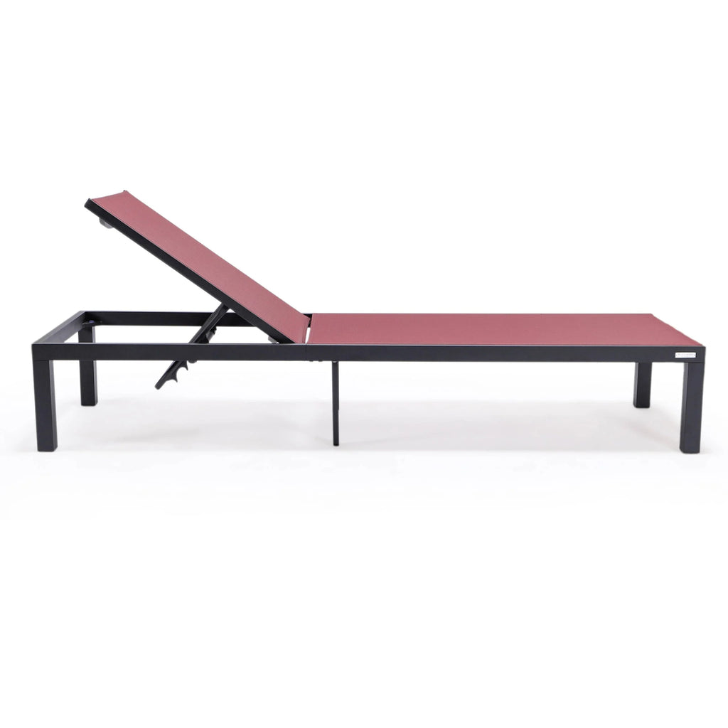 Black Powder Coated Aluminum Sling Chaise Lounge Chair Set of 2 Z186712