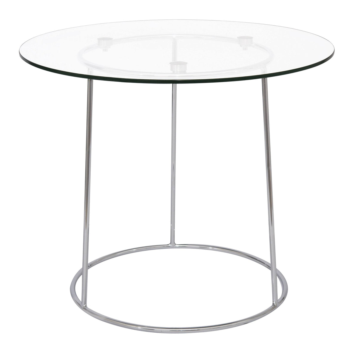 Round Chrome Glass Top Side End Table P454
