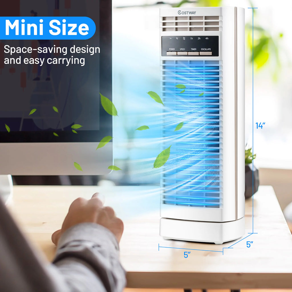14'' Mini Oscillating Tower Fan White M312973