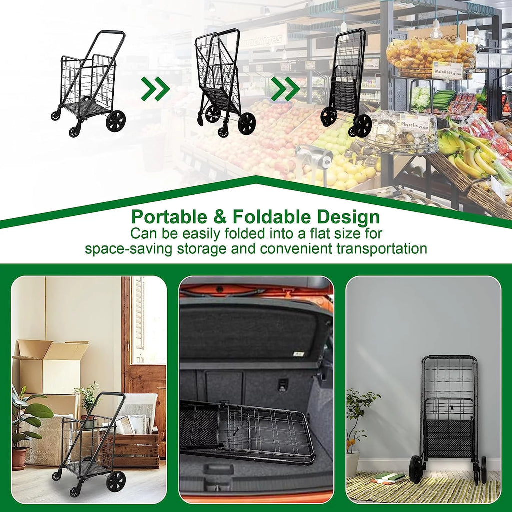 Folding Utility Cart with Swivel Wheels, 77lb Capacity Z5795