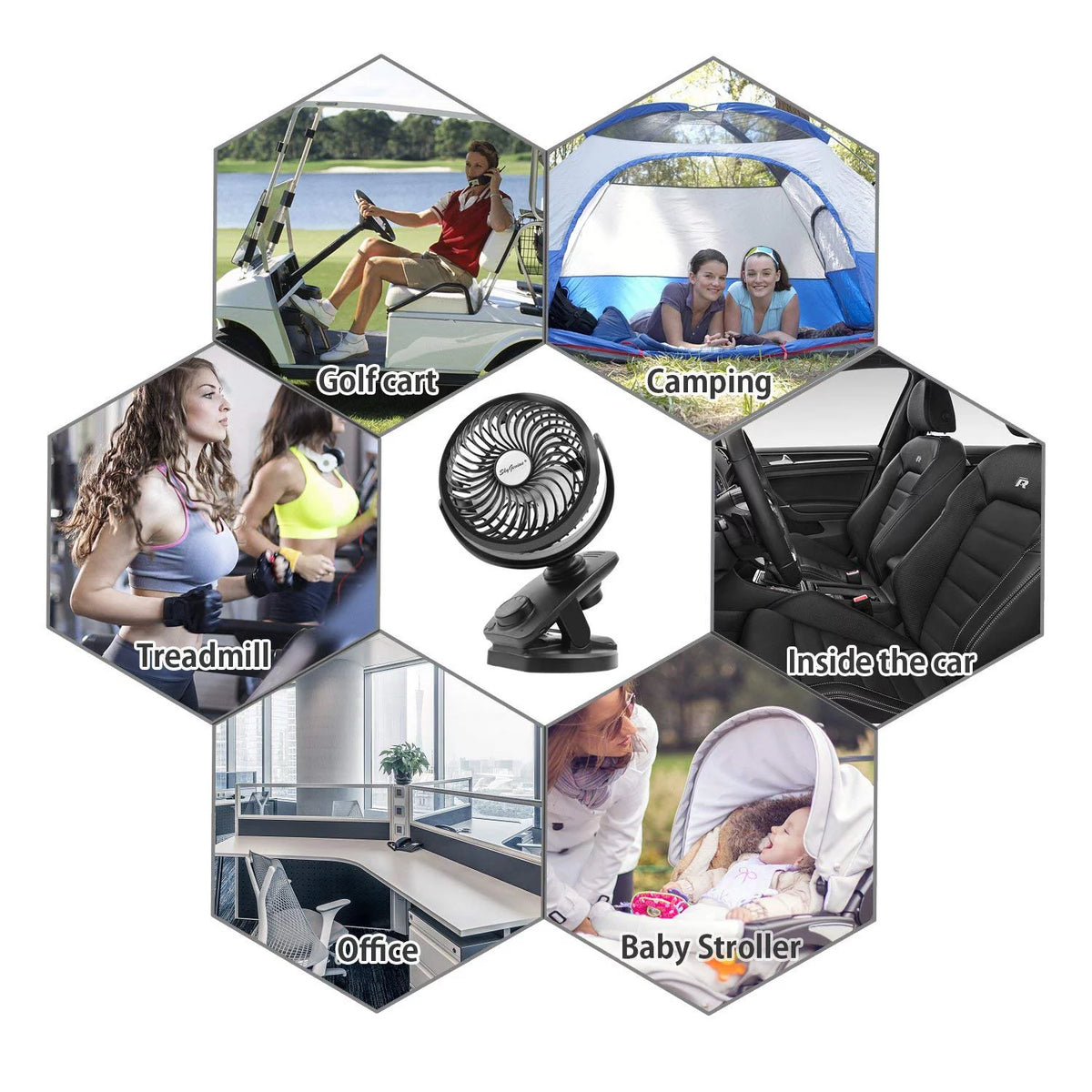 Portable Mini Fan Clip on Desk Fan USB Rechargeable H468354