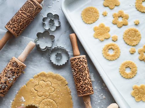 Wooden Embossing Rolling Pin Q91089