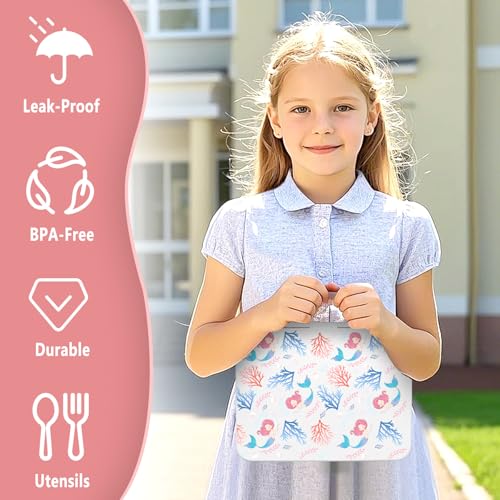 Kids 5 Compartment Leak-Proof Bento Lunch Box with Ice Pack and Utensils G85455