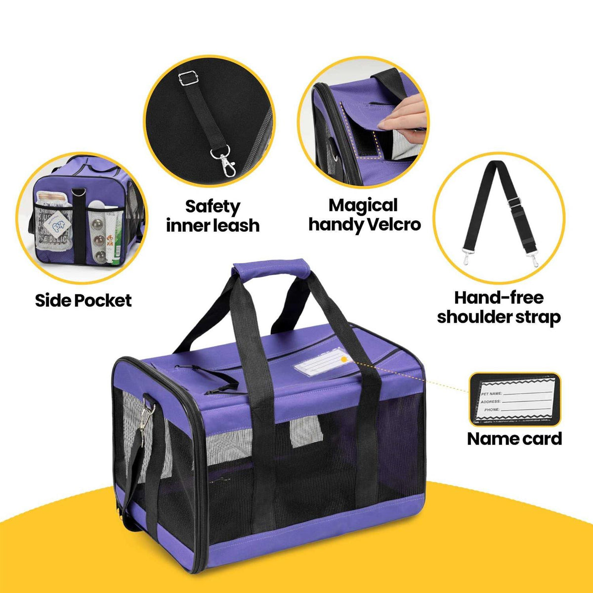 Soft-Sided Cat Carrier with Inner Safety Leash R357638