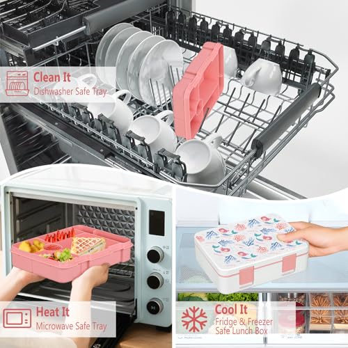 Kids 5 Compartment Leak-Proof Bento Lunch Box with Ice Pack and Utensils G85455