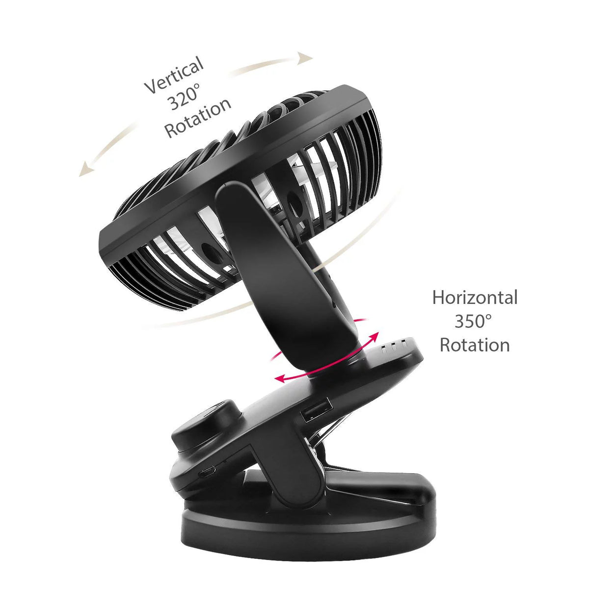 Portable Mini Fan Clip on Desk Fan USB Rechargeable H468354
