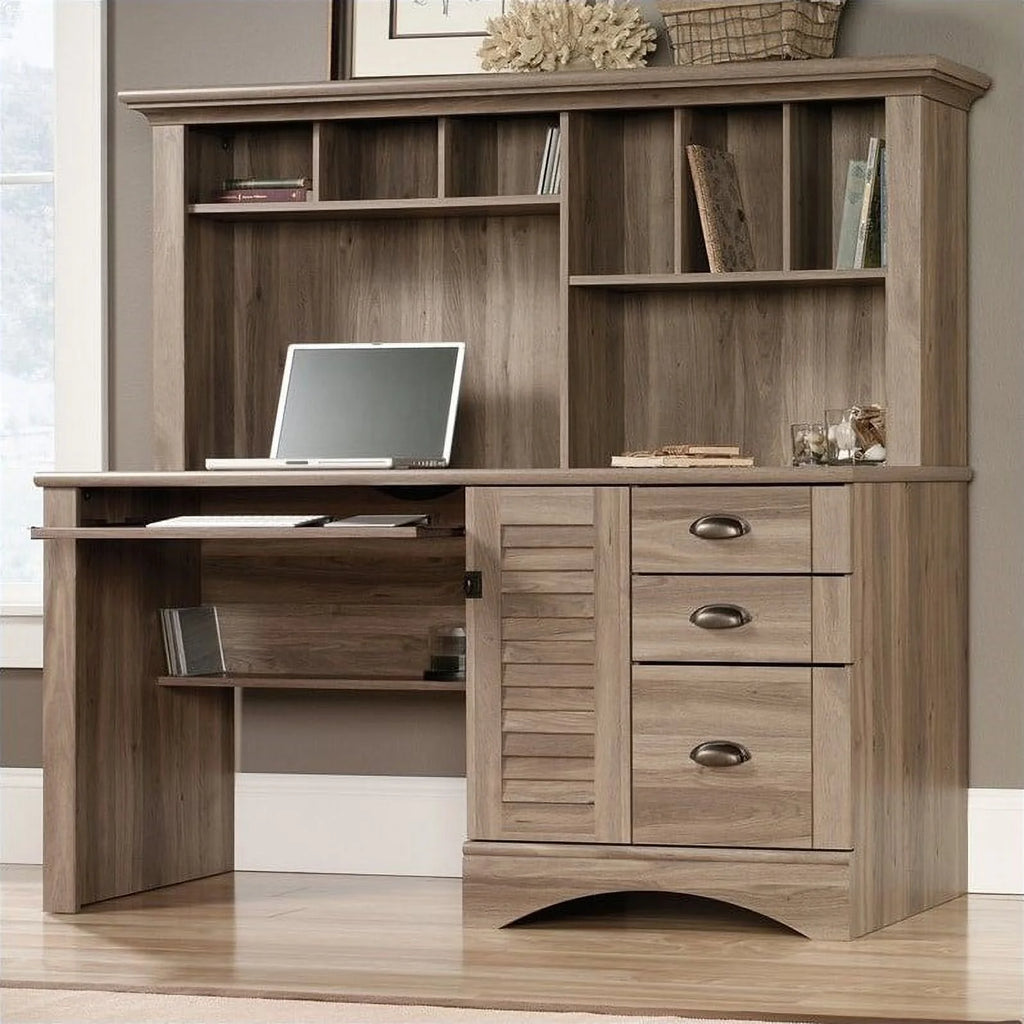 Modern Wood Computer Desk with Hutch V59647