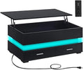 LED Lift Top Coffee Table with Charging Station S831