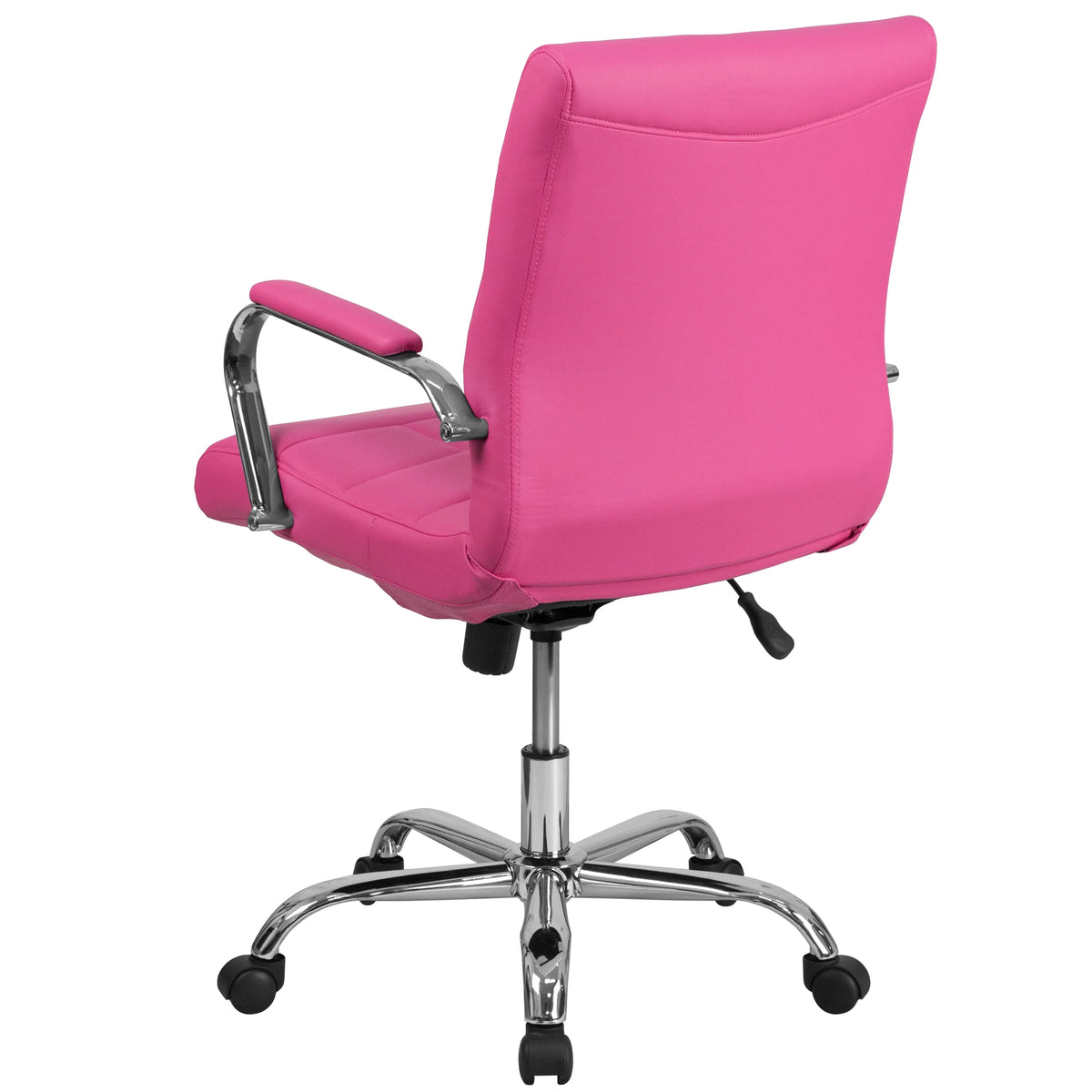 Mid-Back Pink Vinyl Executive Swivel Office Chair with Chrome Base and Arms J379