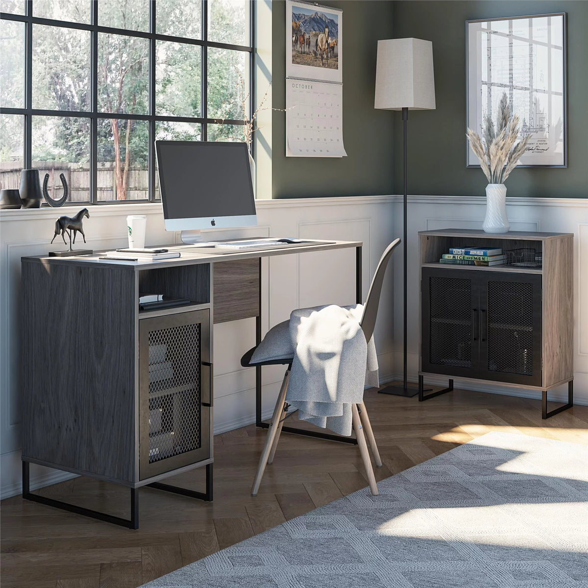 Gray Oak Computer Desk Z6886