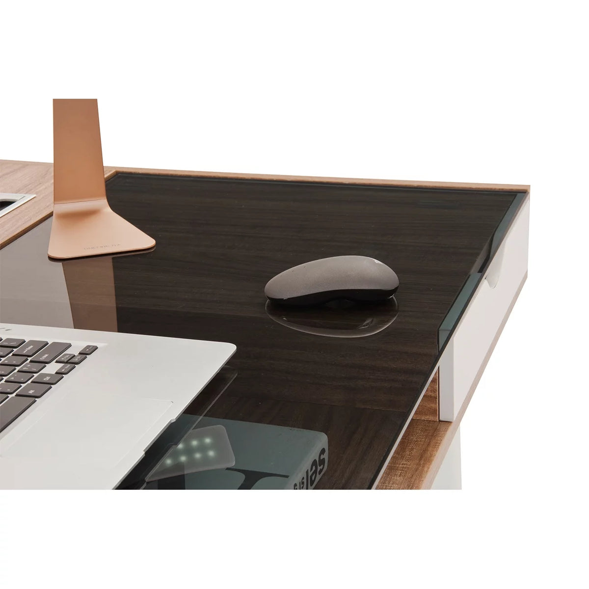 Compact Computer Desk with Storage, Walnut B439972