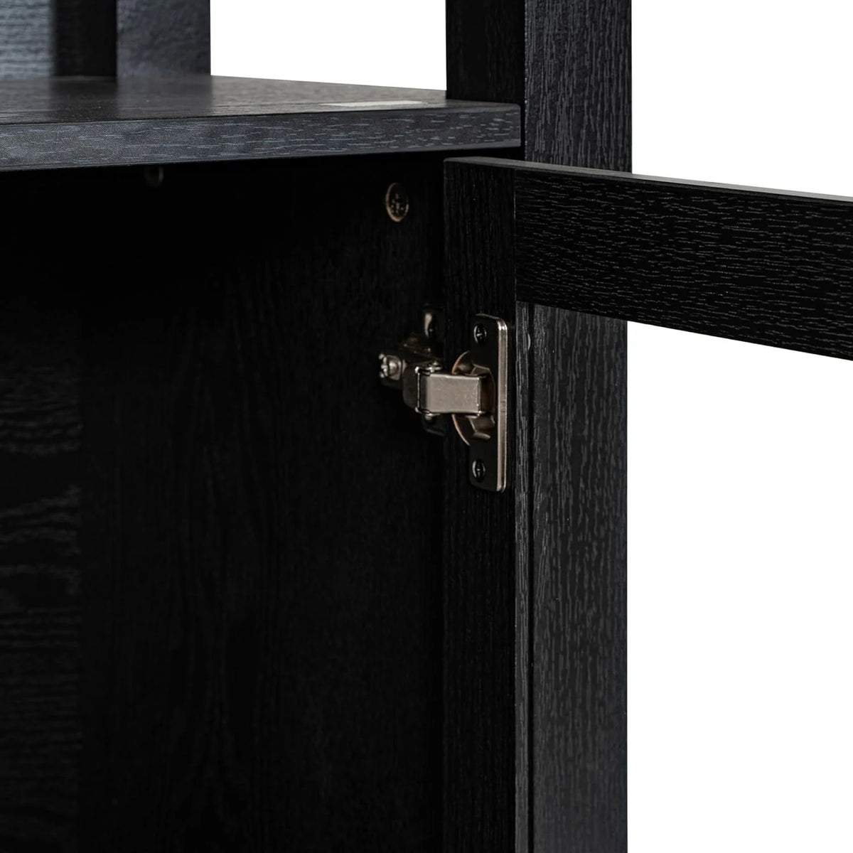 Black Wooden Bookcase And Storage Cabinet With Tempered Glass Doors And 3 Upper Shelves L57333