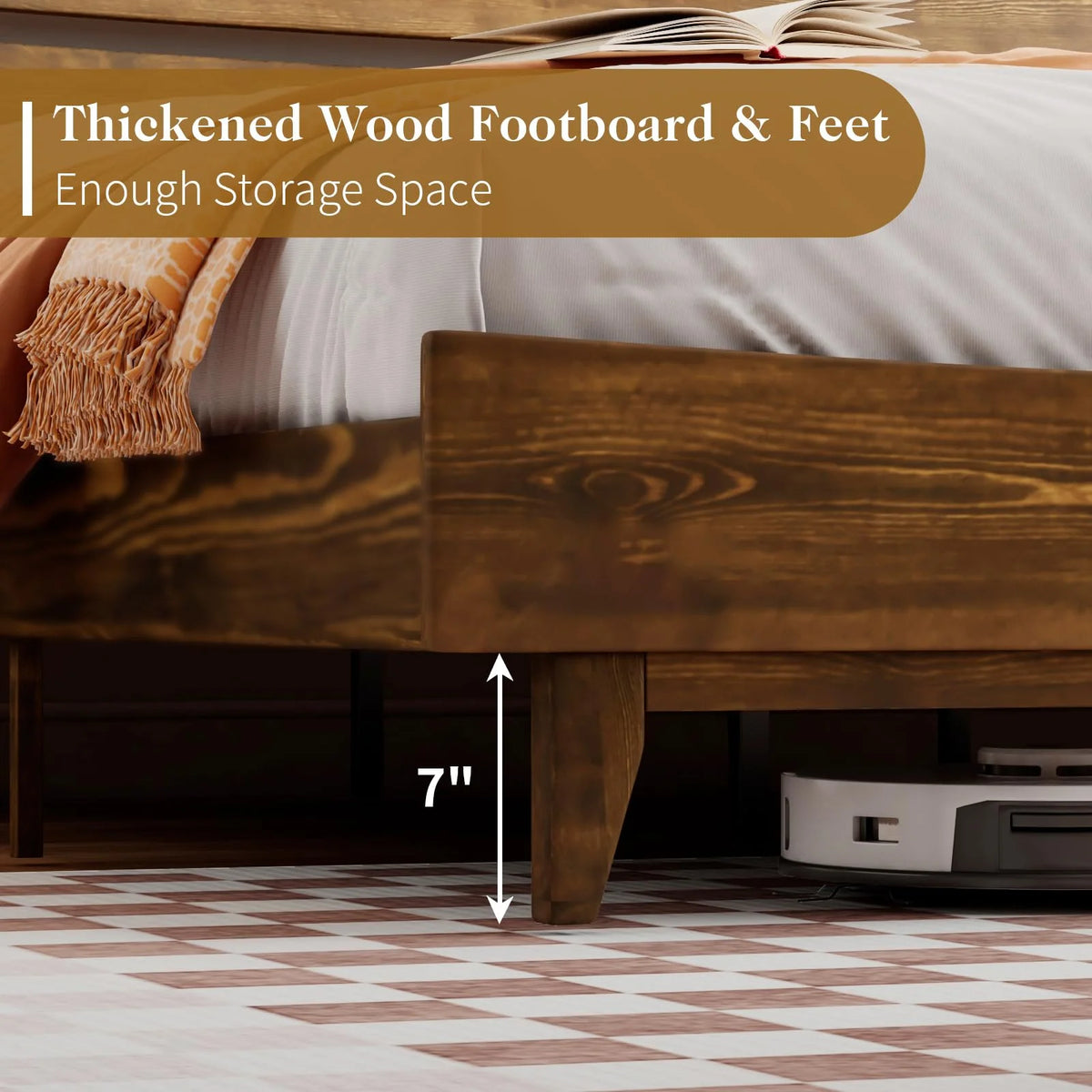 Solid Wood Bed Frame with Headboard King C31341