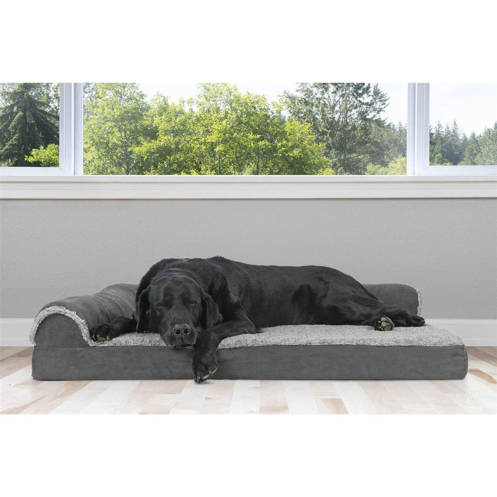 Two-Tone Faux Fur Suede Chaise Lounge Dog Bed F777