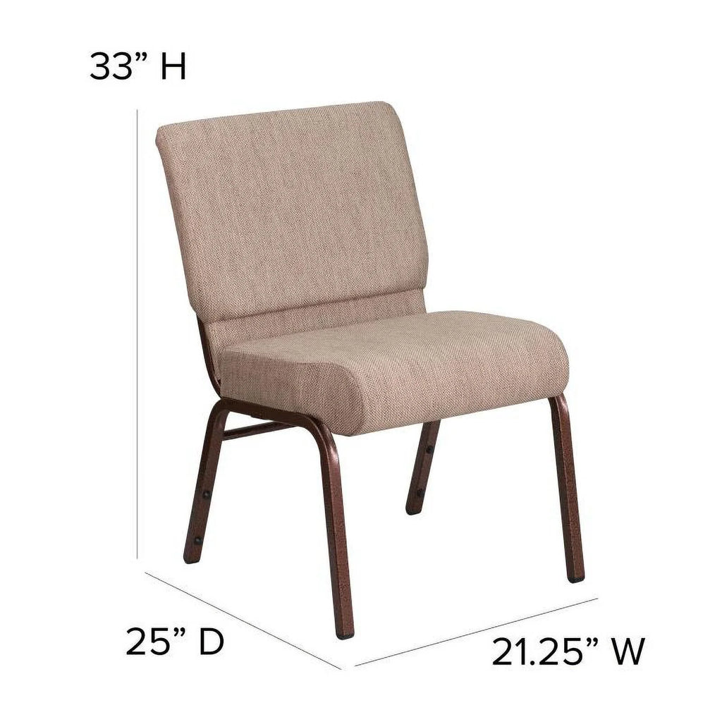 21'' Wide Beige Fabric Stackable Church Chair with Book Pouch B7452
