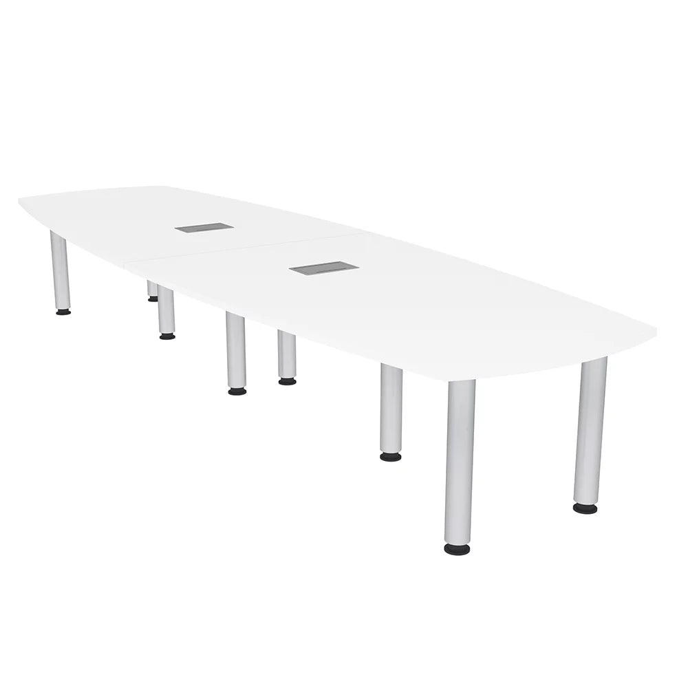 10 Person Arc Boat Conference Room Table with Power Modules I200